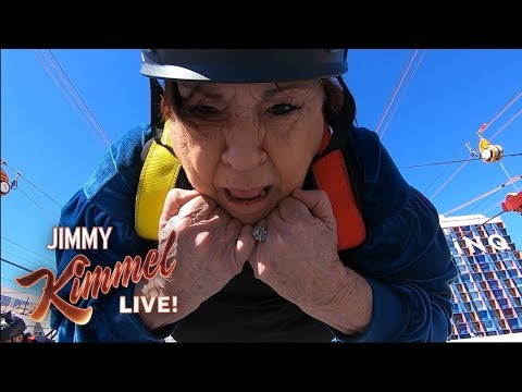 Jimmy Kimmel Takes Aunt Chippy, Guillermo & Cousin Sal Zip-Lining