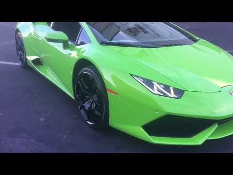 Green Lamborghini rental in Las Vegas