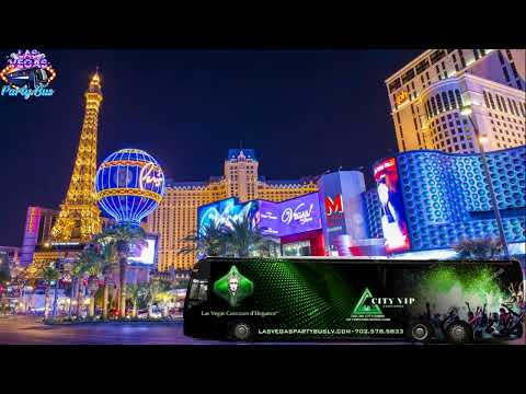 Las Vegas Party Bus Rolling Down The Las Vegas Strip.