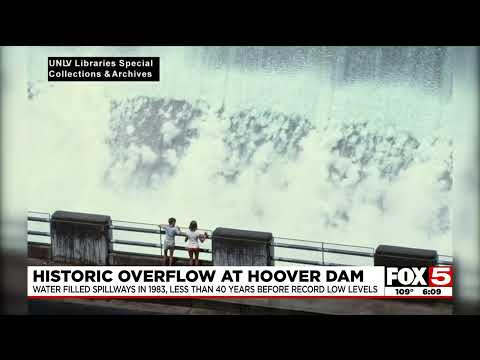 Photos show historic overflow at Hoover Dam in August 1983